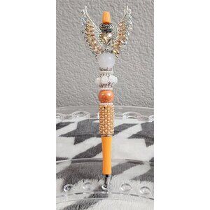 Beaded Orange Angel Wing Pen